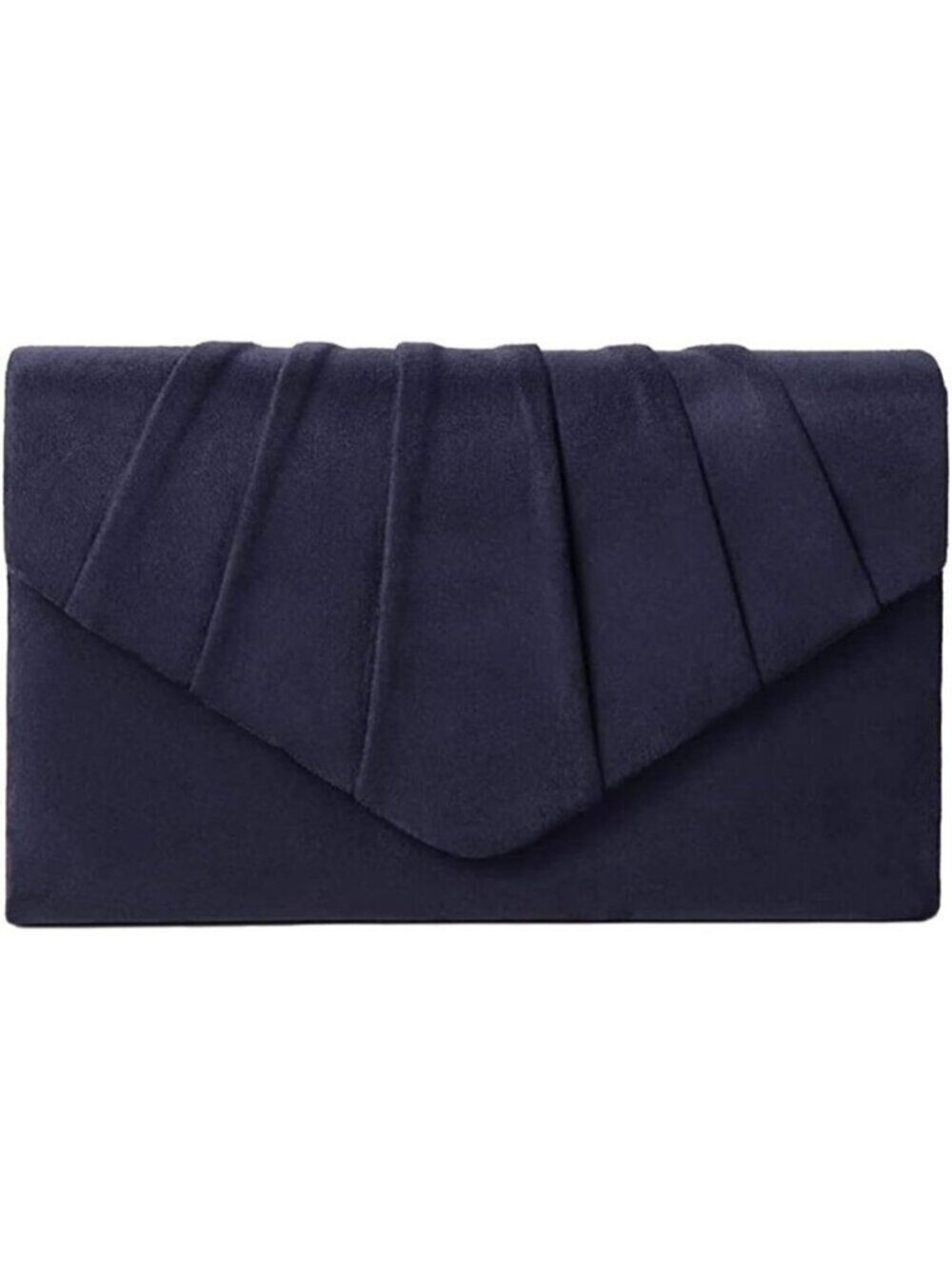 🆕 Women Blue Clutch Evening Purse Evening Party Velvet Suede Pleated Handbag